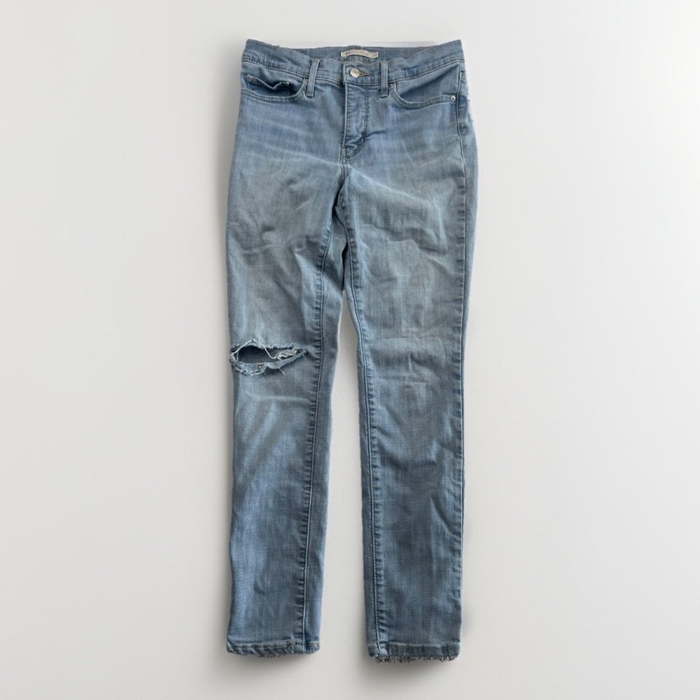 Levis 311 Shaping Skinny Jeans Wom 28 Ligh Wash Stretch Denim Distressed Grunge